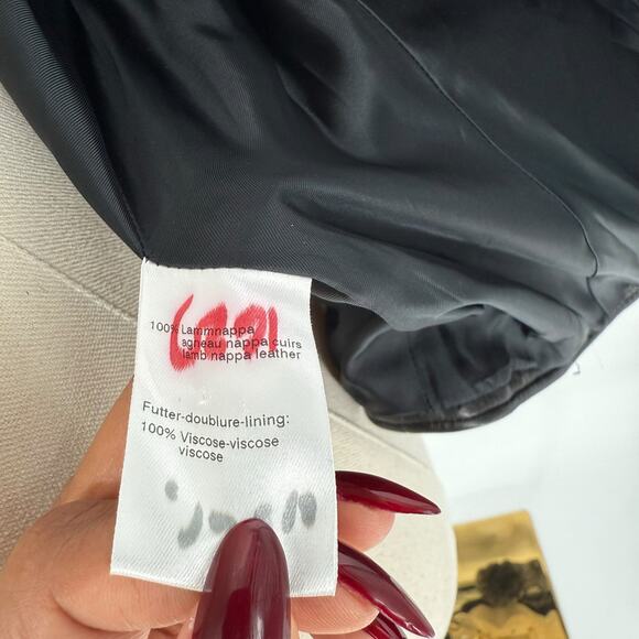 AKRIS Black Lamb Napa Leather Bomber Blazer Jacket - Size 6 - Picture 7 of 7